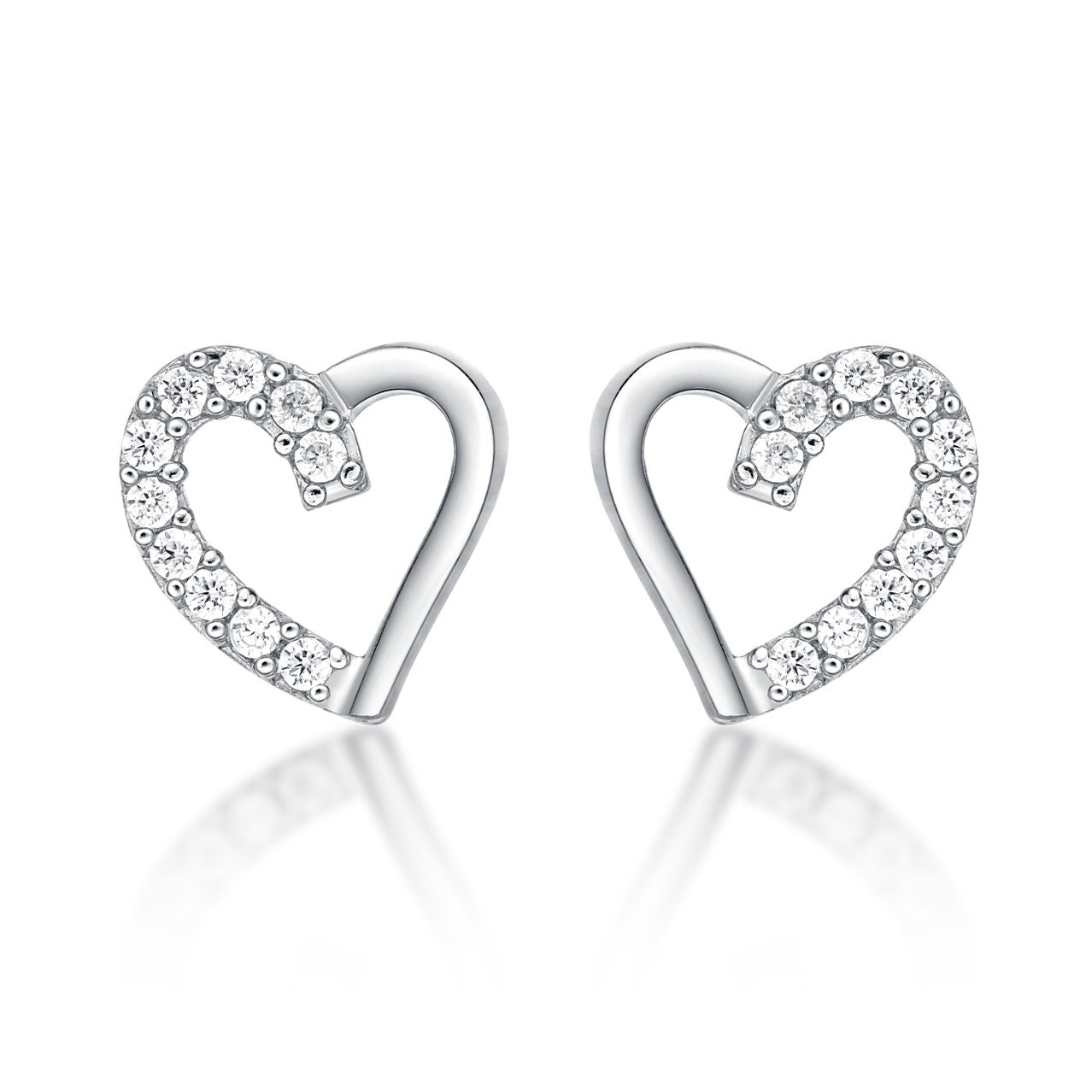 Sterling Silver CZ Heart Stud Earrings - Red Carpet Jewellers
