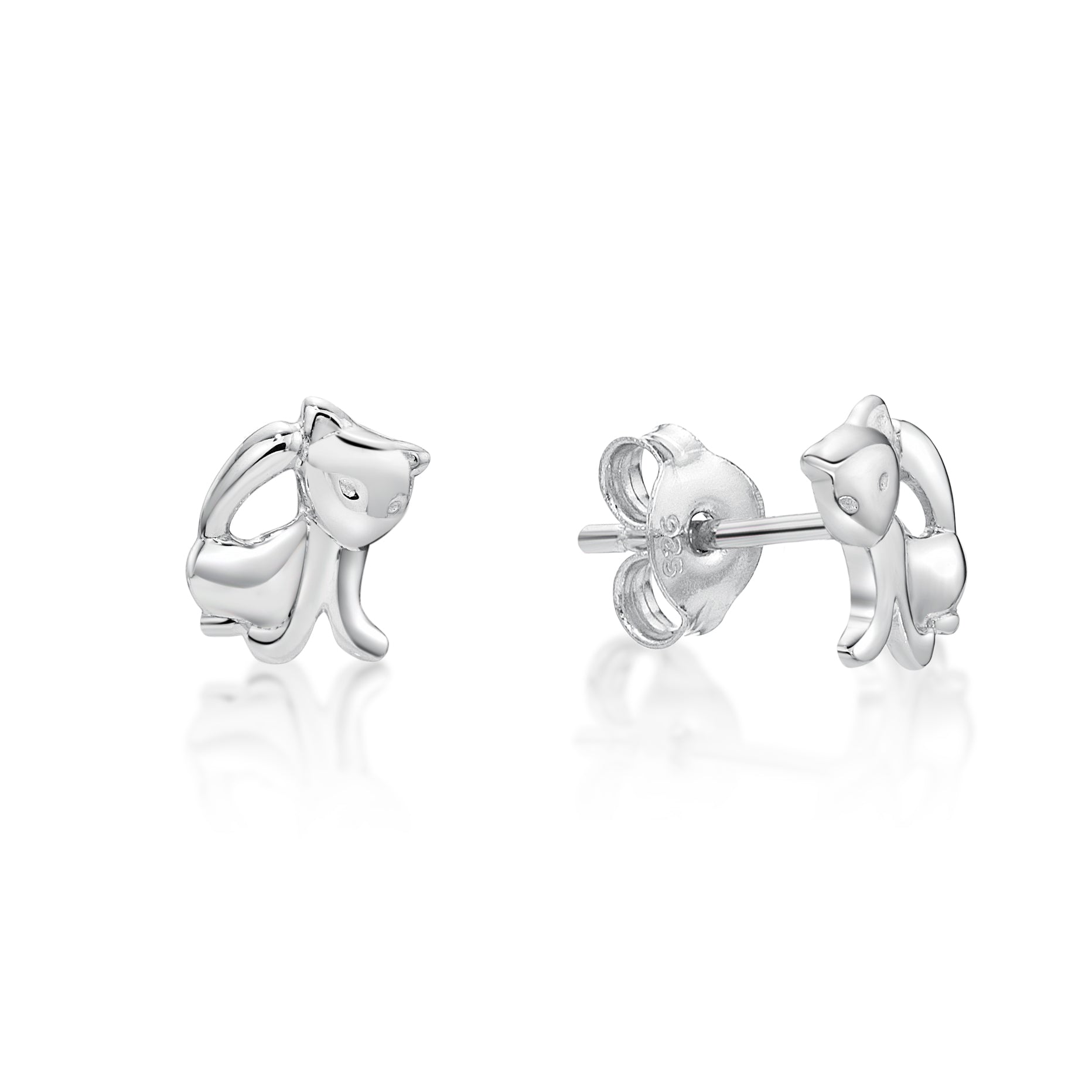Sterling Silver Kitty Cat Earrings