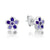 Sterling Silver CZ Enamel Flower Earrings