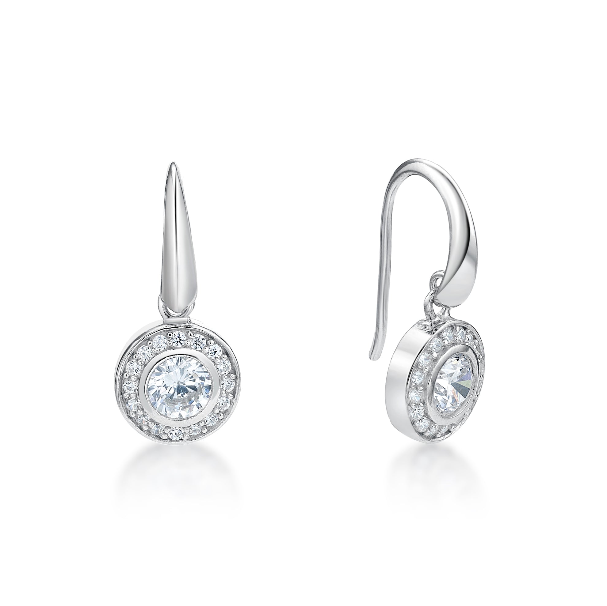 Sterling Silver Halo CZ Earrings