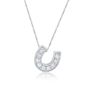 Sterling Silver CZ Horse Shoe Pendant