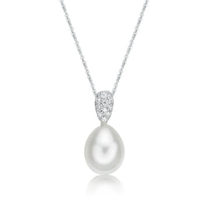 Sterling Silver CZ Pearl Pendant