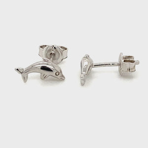 Sterling silver Dolphin stud earrings