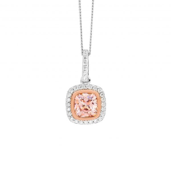 STERLING SILVER CZ cushion SHAPED PENDANT