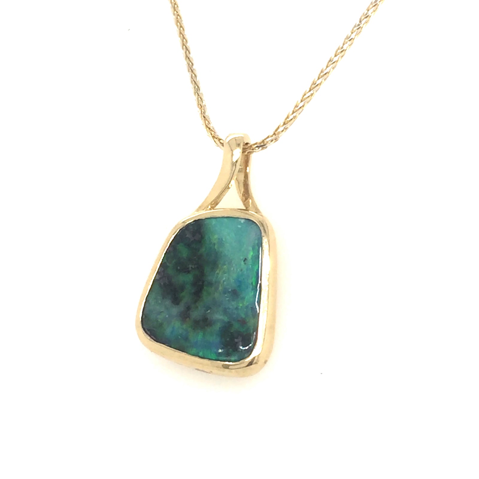 9ct yellow gold 6.89ct Australian boulder opal pendant RED134P