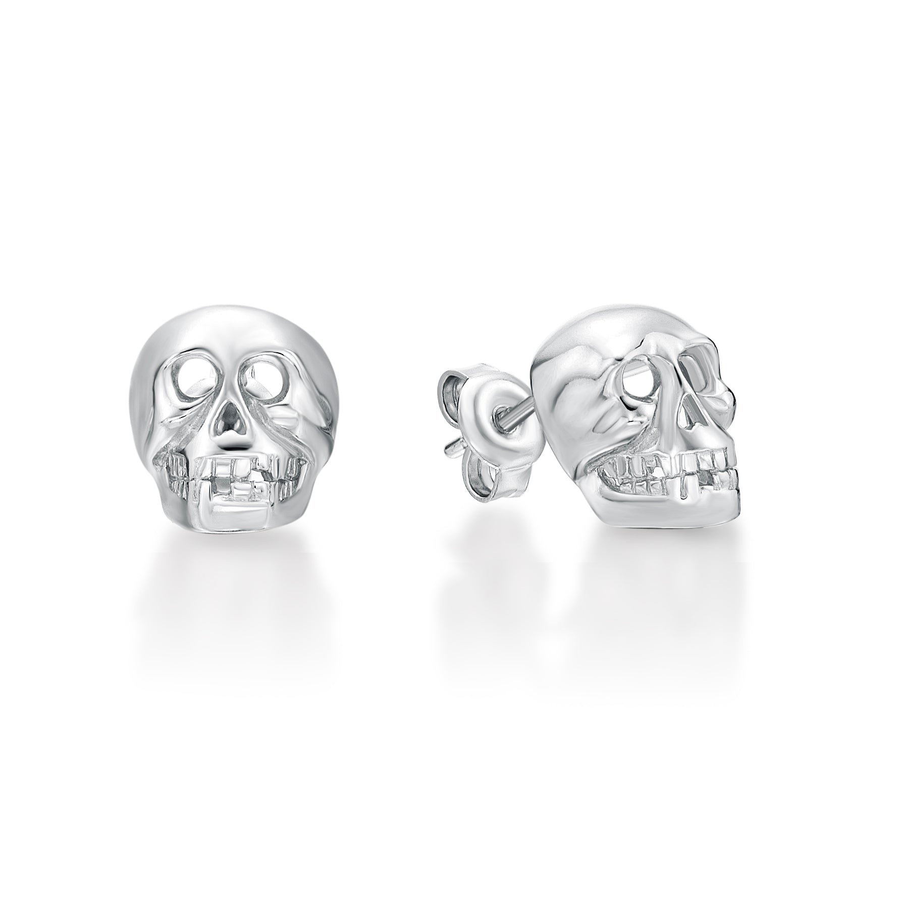 Sterling Silver Large Skull Earrings