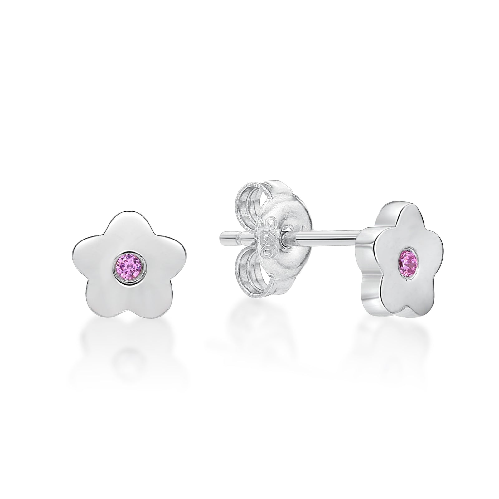 Sterling Silver CZ Flower Earrings