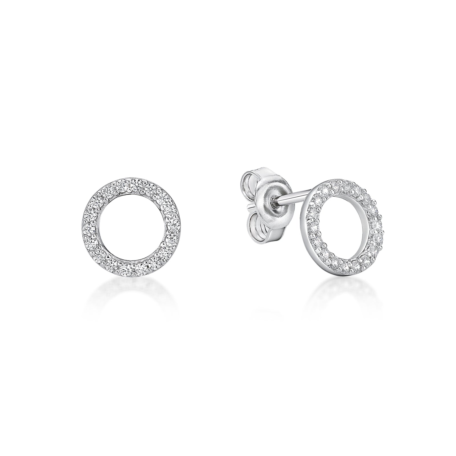 Sterling Silver CZ Circle Earrings