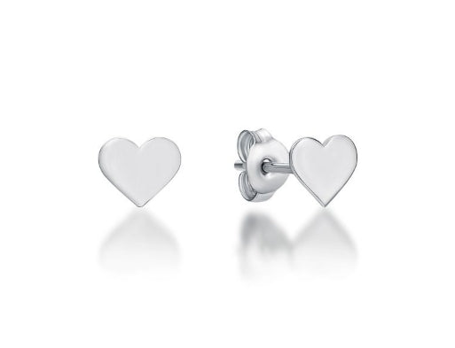 Sterling Silver Flat Heart Earrings