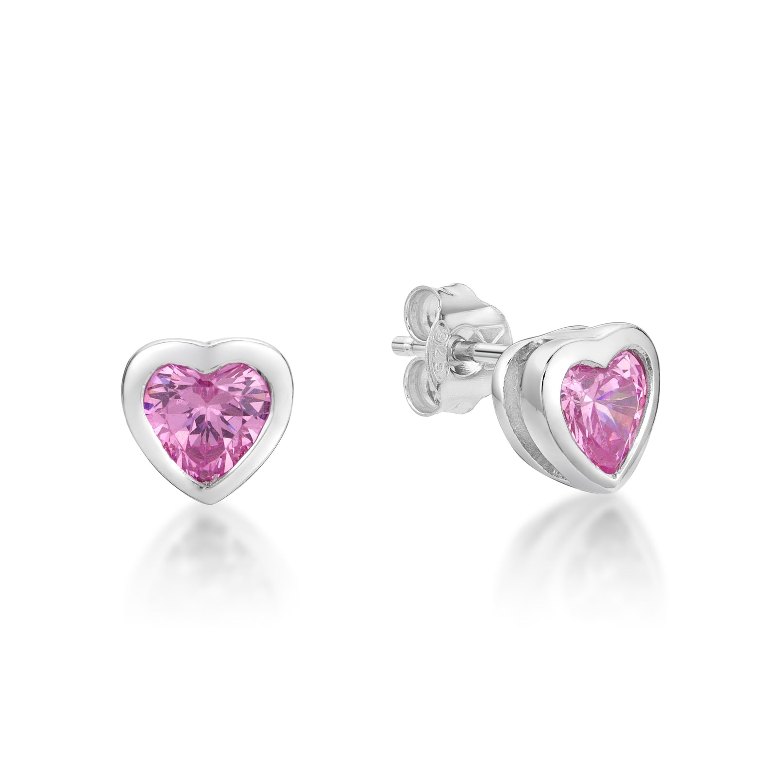 Sterling Silver CZ Heart Earrings