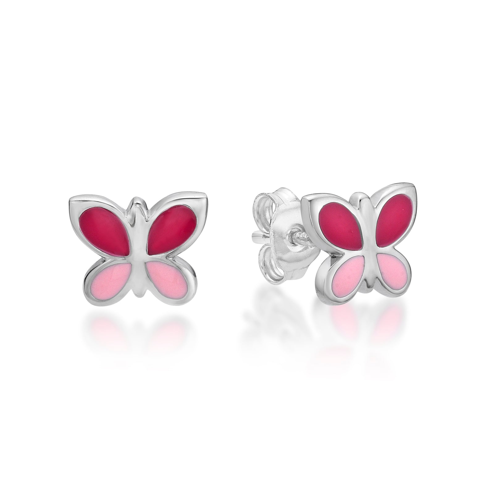 Sterling Silver Enamel Butterfly Earrings