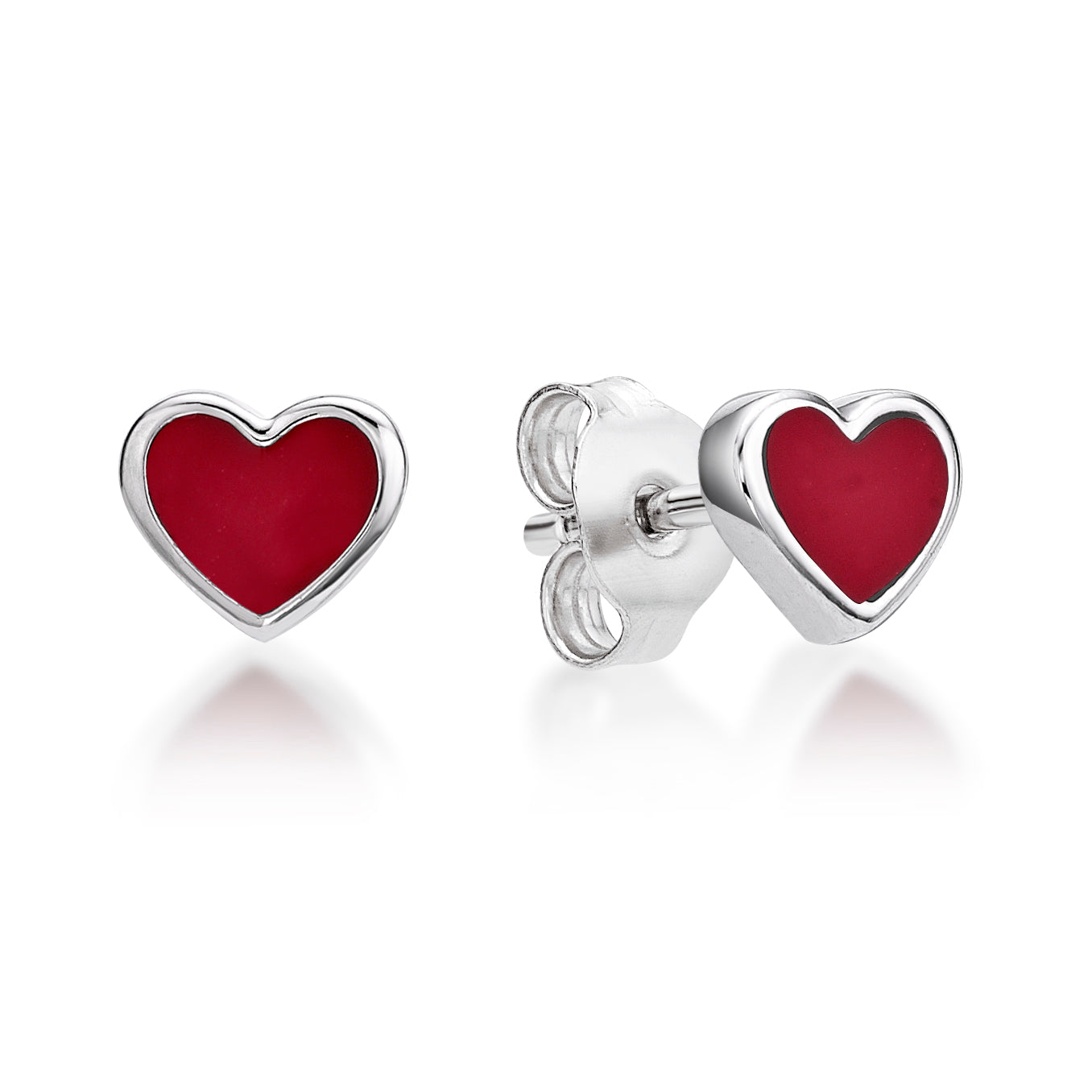 Sterling Silver Enamel Heart Earrings