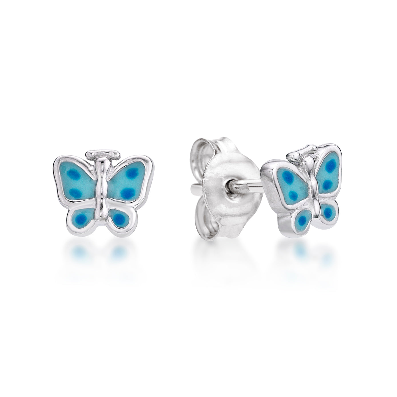 Sterling Silver Enamel Butterfly Earrings