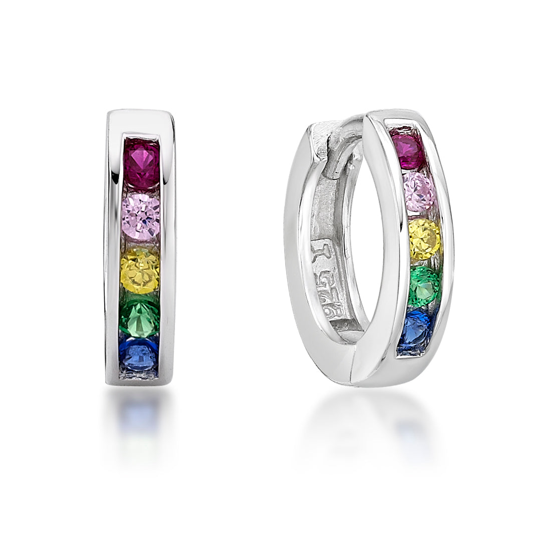 Sterling Silver Rainbow CZ Earrings