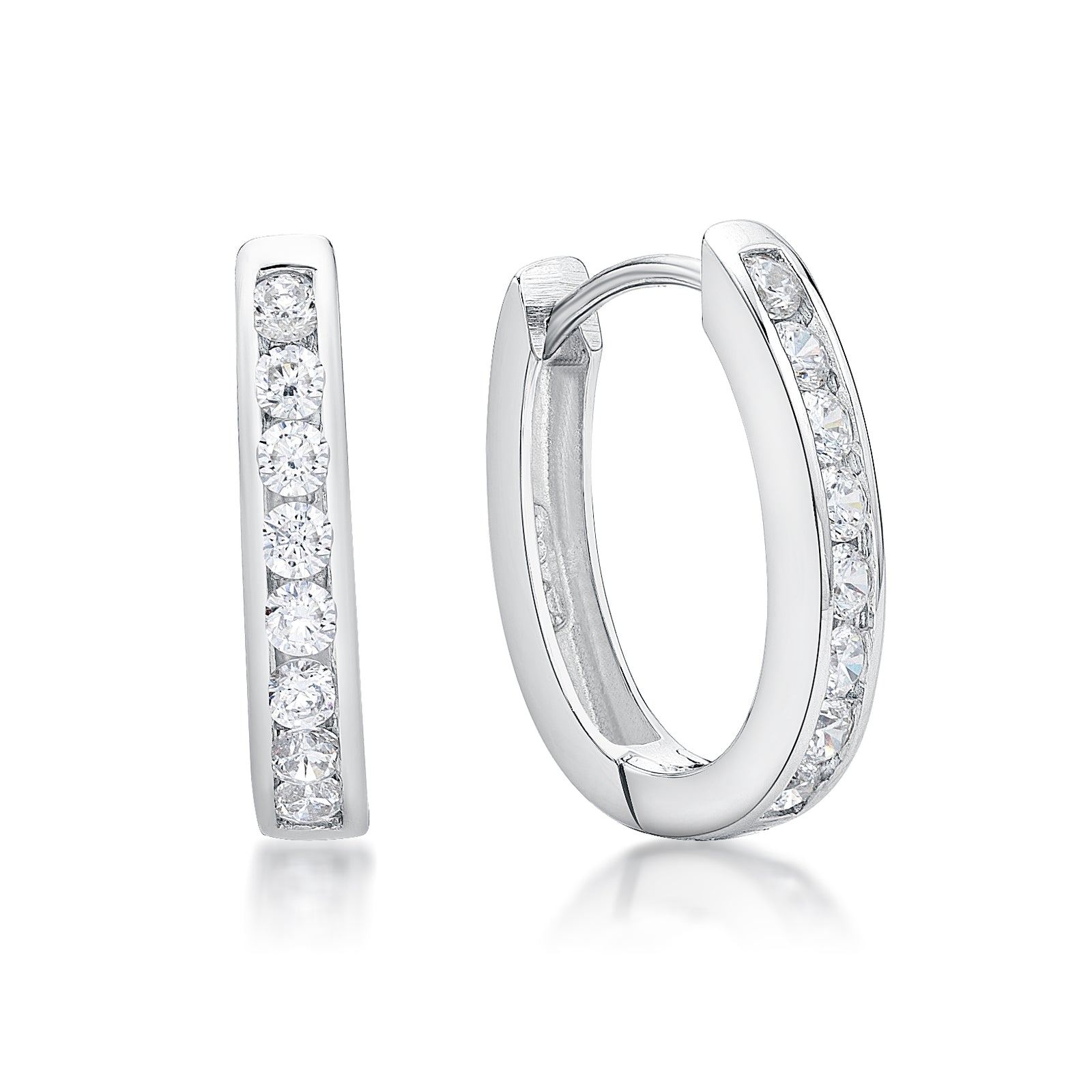 Sterling Silver CZ Huggie Earrings