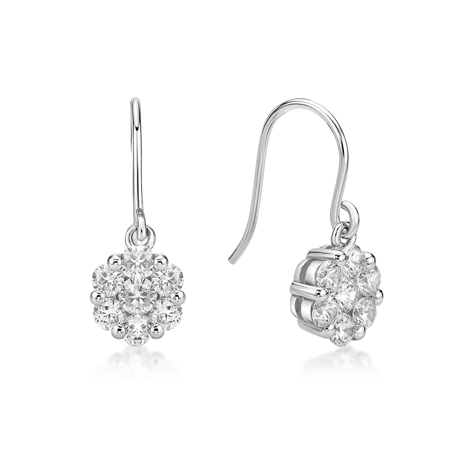 Sterling Silver CZ Cluster Earrings
