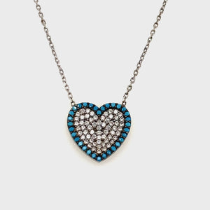 Sterling silver Turquoise cz heart pendant