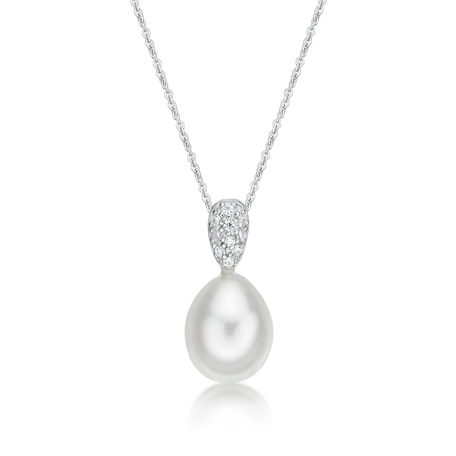 Sterling Silver CZ Pearl Pendant