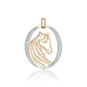 Sterling Silver CZ Horse Pendant