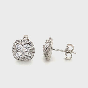 Sterling silver cz cluster studs