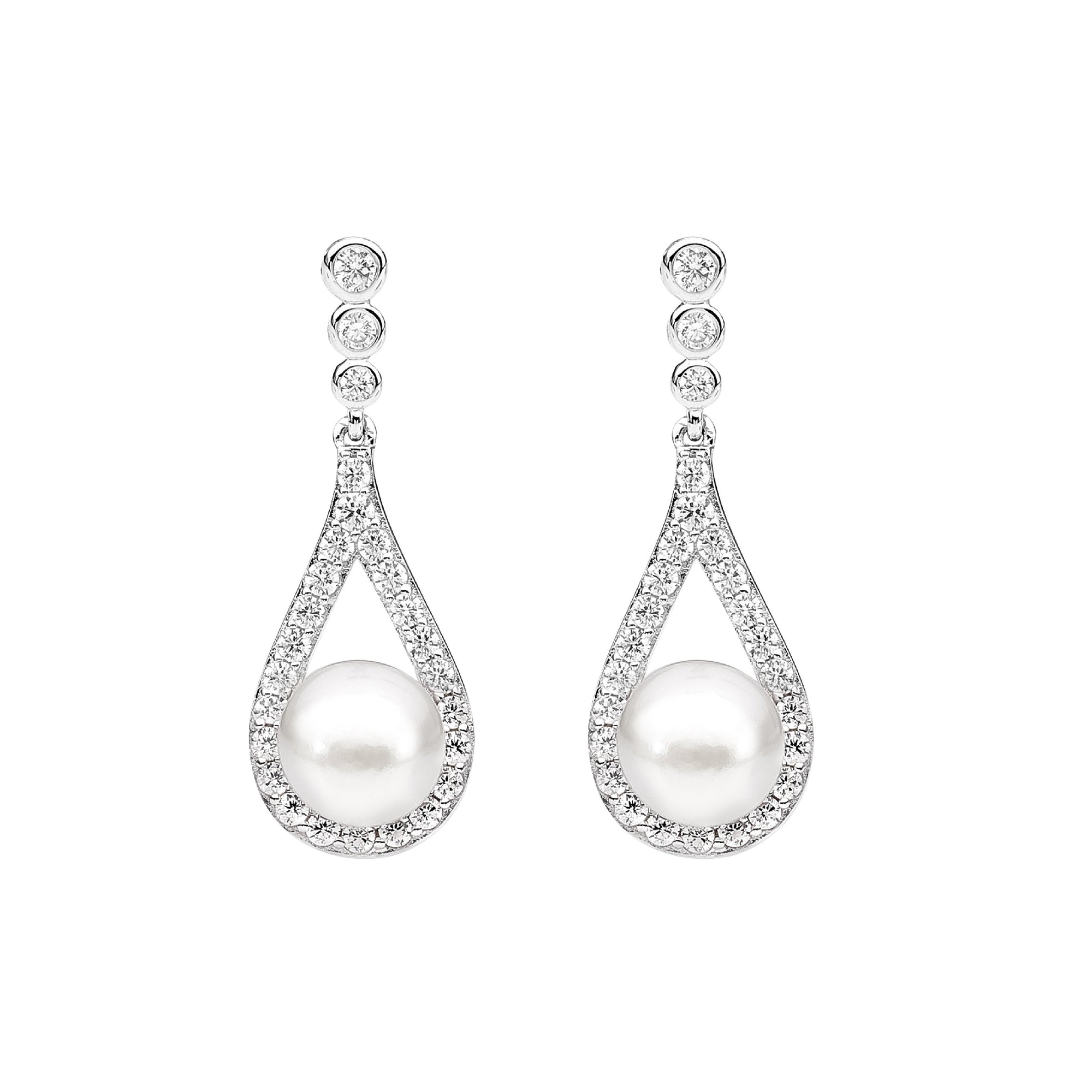 Sterling silver freshwater Pearl Drop Earrings - Red Carpet Jewellers
