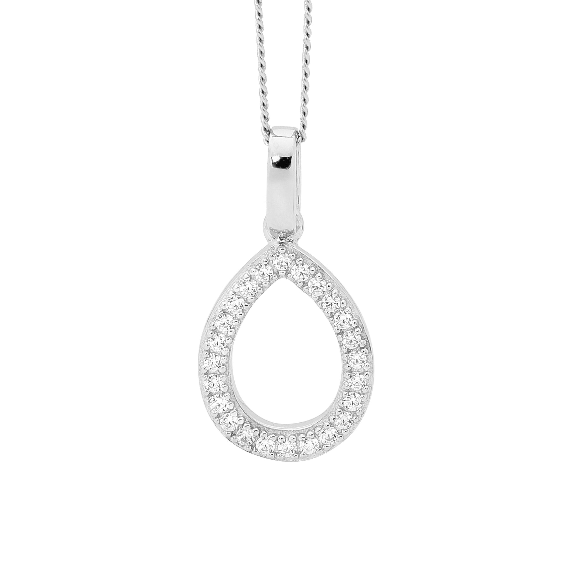 Sterling silver open tear drop pendant - Red Carpet Jewellers