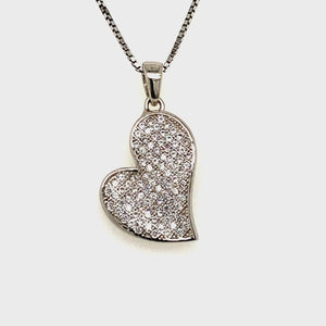 Sterling silver pave heart