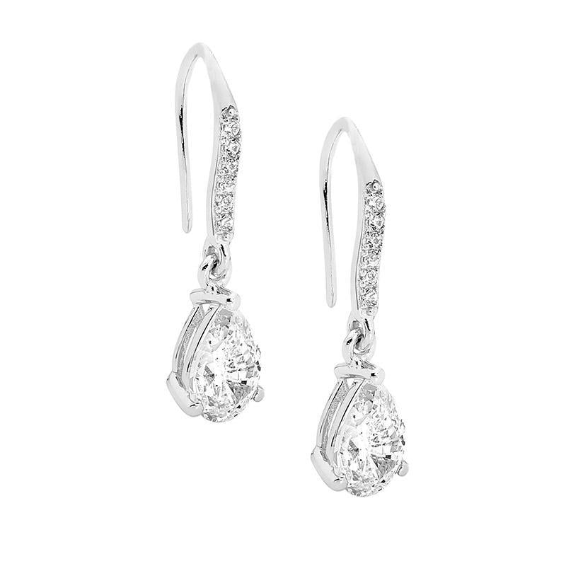 Sterling silver Pear CZ drop earrings - Red Carpet Jewellers