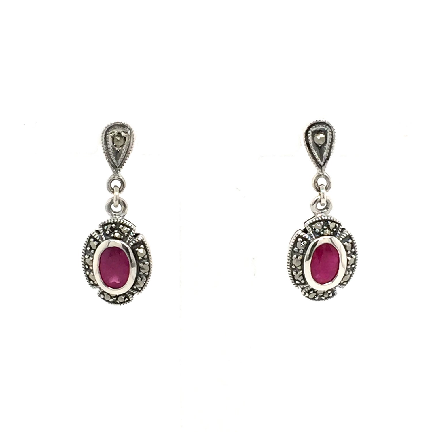 Sterling silver Ruby Art deco earrings - Red Carpet Jewellers