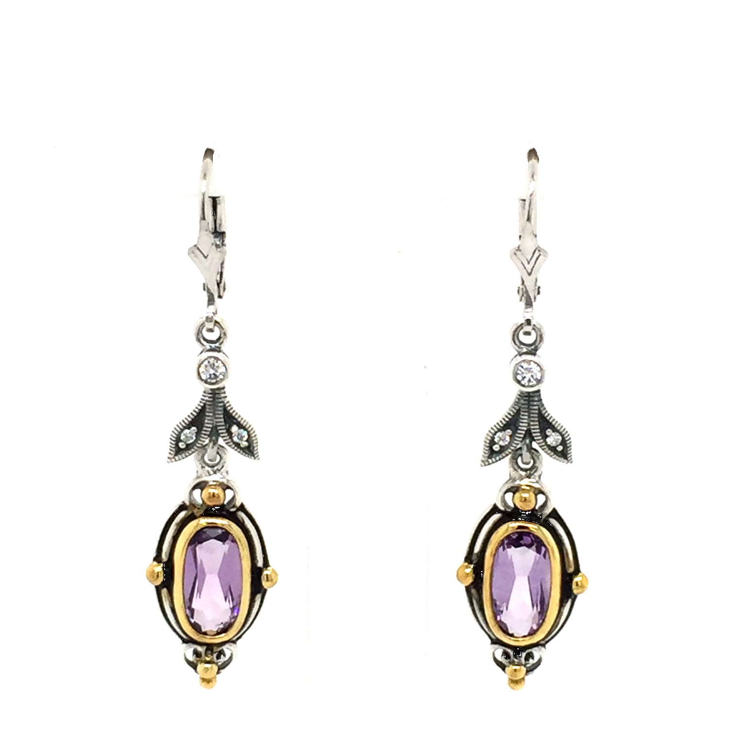 Sterling Silver Amethyst Art deco earrings. - Red Carpet Jewellers