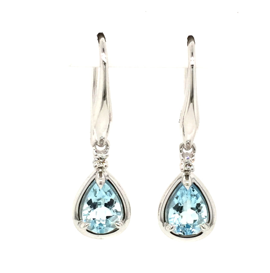 9ct Aquamarine diamond earrings. - Red Carpet Jewellers