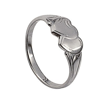 Sterling silver double heart signet ring - Red Carpet Jewellers