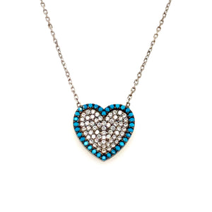 Sterling silver Turquoise cz heart pendant - Red Carpet Jewellers