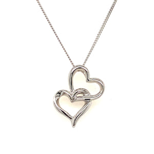 Sterling silver double heart pendant - Red Carpet Jewellers