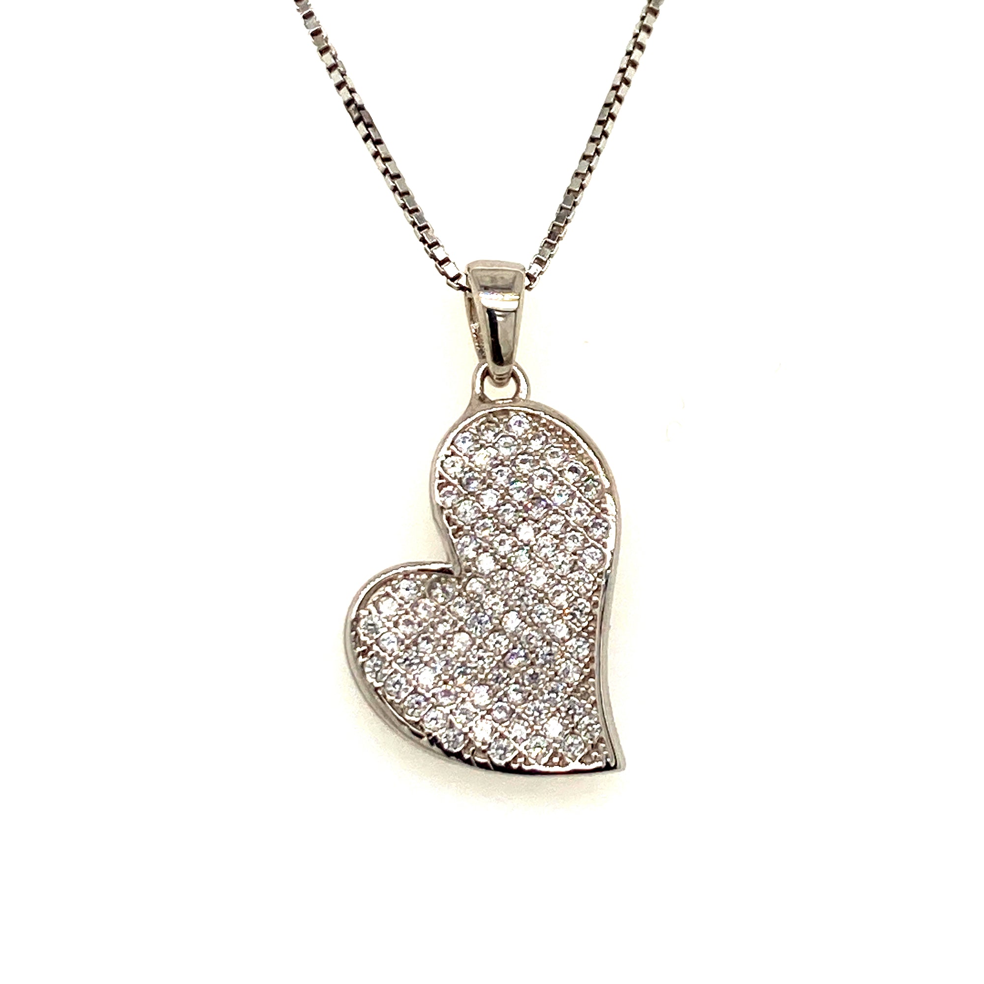 Sterling silver pave heart - Red Carpet Jewellers