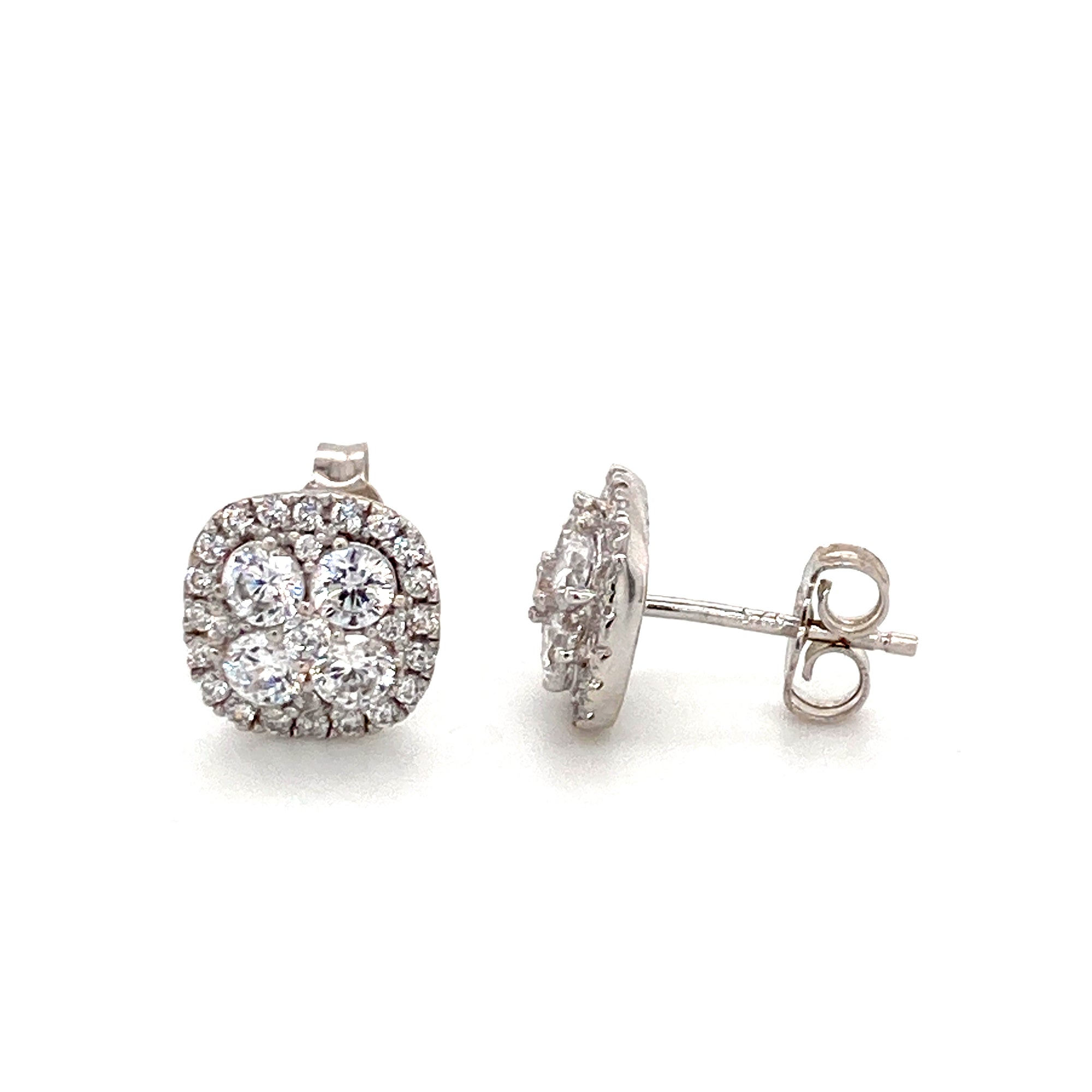 Sterling silver cz cluster studs - Red Carpet Jewellers