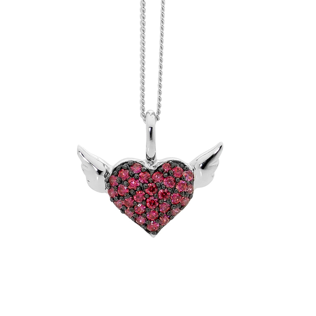 STERLING SILVER WINGED HEART PENDANT